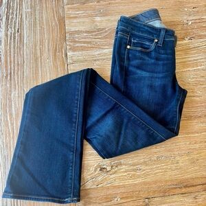 PAIGE Women's Blue Boot Cut Jeans with Gold Buttons